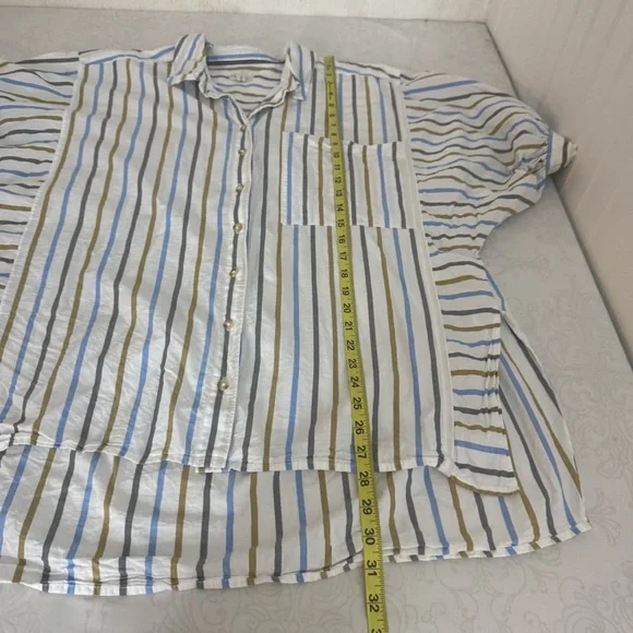 Anthropologie Pilcro Painter Buttondown Striped Oversized Shirt Size Large - Picture 13 of 14